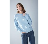 M&Co Women's Embroidered Flower Jumper in Light Blue | Size: 10-12 M&Co Light Blue 10-12