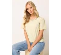 M&Co Women's Embroidered Sleeve Cotton T-Shirt in Lemon | Size: 18 M&Co Lemon 18