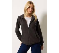 M&Co Women's Essential Zip Through Hoodie in Chocolate | Size: 14