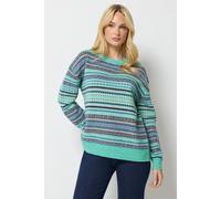 M&Co Women's Fairisle Long Sleeve Jumper in Mint | Size: 18-20 M&Co Mint 18-20