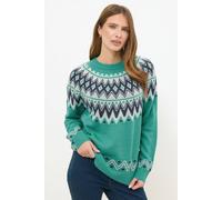 M&Co Women's Fairisle Knitted Jumper in Teal | Size: 10-12 M&Co Teal 10-12
