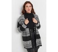 M&Co Womens Fairisle Longline Cardigan - Women's Black