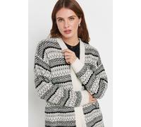 M&Co Women's Fairisle Longline Cardigan in White | Size: 10-12 M&Co White 10-12