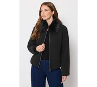 M&Co Women's Faux Fur Collar Jacket in Black | Size: 10