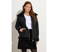 M&Co Women's Faux Suede Aviator Jacket in Black | Size: 18 M&Co Black 18