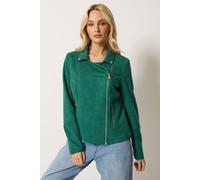 M&Co Women's Faux Suede Biker Jacket in Dark Green | Size: 20 M&Co Dark Green 20