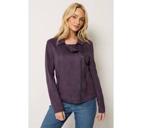 M&Co Women's Faux Suede Biker Jacket in Purple | Size: 18 M&Co Purple 18