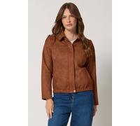 M&Co Women's Faux Suede Bomber Jacket in Light Brown | Size: 10