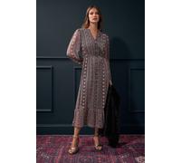 M&Co Women's Floral Chiffon Maxi Dress in Black | Size: 12 M&Co Black 12