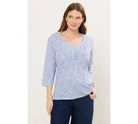 M&Co Women's Floral Cotton Henley Top in White | Size: 14 M&Co White 14