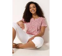 M&Co Women's Floral Cotton Henley Top | Size: 10 M&Co Multicolor 10