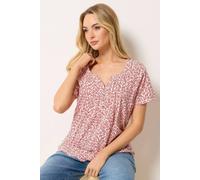 M&Co Women's Floral Cotton Henley Top | Size: 10 M&Co Multicolor 10