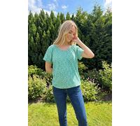 M&Co Floral Cotton Scoop Neck Top - Women's Green