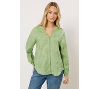 M&Co Women's Floral Embroidered Cotton Shirt in Green | Size: 14 M&Co Green 14