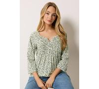 M&Co Sage Green Floral Henley Top - Women's