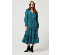 M&Co Women's Floral Jacquard Boho Dress in Blue | Size: 18 M&Co Blue 18