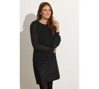 M&Co Women's Floral Lace Long Sleeve Jumper in Black | Size: 14-16 M&Co Black 14-16
