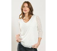 M&Co Women's Floral Lace Top in Ivory | Size: 10