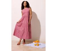 M&Co Women's Floral Print Cotton Tiered Maxi Dress in Red | Size: 16 M&Co Red 16