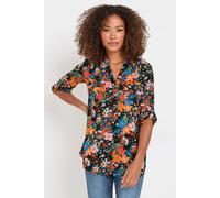 M&Co Women's Floral Print Half Placket Blouse in Pink | Size: 18 M&Co Pink 18