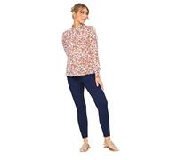 M&Co Womens Floral Print High Neck Blouse - Women's White