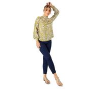M&Co Womens Floral Print High Neck Blouse - Women's Yellow
