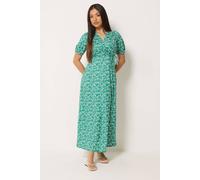 M&Co Women's Floral Print Maxi Wrap Dress in Green | Size: 10