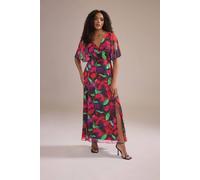 M&Co Women's Floral Print Mesh Maxi Wrap Dress | Size: 20