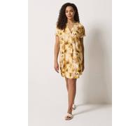 M&Co Floral Print Notch Neck Mini Dress - Women's Yellow