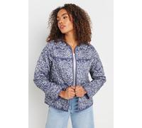 Floral Print Quilted Jacket M&Co Blue 16