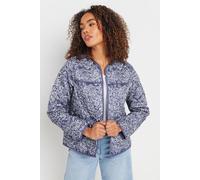 M&Co Womens Cotton Floral Print Quilted Jacket - Women's Blue