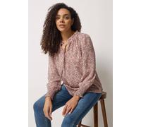 M&Co Women's Floral Print Tie Neck Blouse | Size: 22