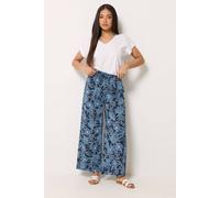 M&Co Navy Blue Floral Print Wide Leg Trousers - Women's