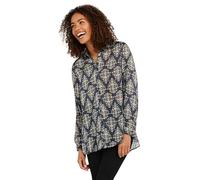 M&Co Womens Floral Print Woven Metallic Blouse - Women's Navy