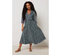 M&Co Women's Floral Ruffle Wrap Dress in Dark Navy | Size: 8 M&Co Dark Navy 8