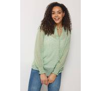 M&Co Women's Floral Tie Neck Blouse in Light Green | Size: 14 M&Co Light Green 14