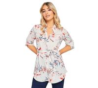 M&Co Womens Floral Tie Waist Blouse - Women's White