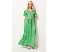 M&Co Women's Floral V-Neck Maxi Dress in Lime | Size: 10 M&Co Lime 10