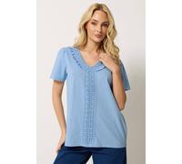 M&Co Women's Frill Cotton Blouse in Baby Blue | Size: 18 M&Co Baby Blue 18