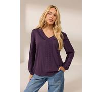 M&Co Women's Frill Detail Cotton Blouse in Purple | Size: 14