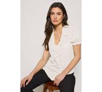 M&Co Women's Frill Front Blouse in White | Size: 12 M&Co White 12