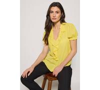 M&Co Women's Frill Front Blouse in Yellow | Size: 10 M&Co Yellow 10