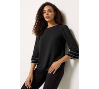M&Co Women's Frill Sleeve Blouse in Black | Size: 10 M&Co Black 10