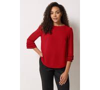 M&Co Women's Frill Sleeve Blouse in Red | Size: 8 M&Co Red 8