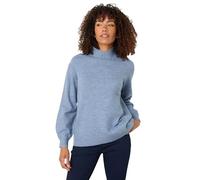 M&Co Women's Funnel Neck Puff Sleeve Jumper Blue