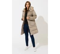 M&Co Women's Fur Trim Padded Parka Coat in Natural | Size: 18 M&Co Natural 18