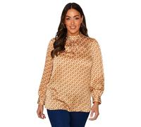 M&Co Womens Geometric Print High Neck Satin Blouse - Women's Orange
