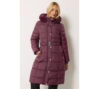 M&Co Women's Glam Belted Midi Coat in Purple | Size: 10