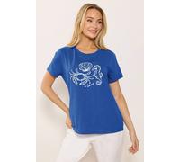 M&Co Women's Graphic Print Cotton T-Shirt in Blue | Size: 12 M&Co Blue 12