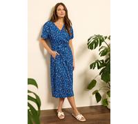 M&Co Women's Half Placket Dress in Blue | Size: 14 M&Co Blue 14